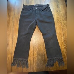 3x1 NYC Black Fringe Hem Jeans Size 29 B15